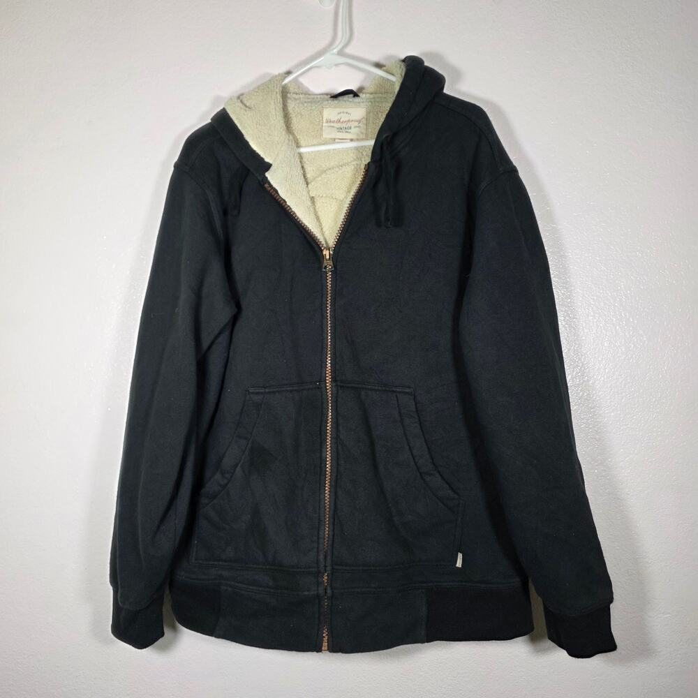 Weatherproof Vintage Sherpa Lined Full Zip Hoodie Black Mens L